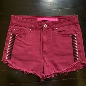 Red Denim Shorts